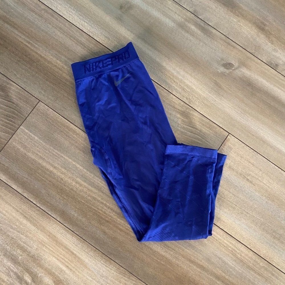 Nike Blue Pattern Athletic Cropped‎ Seamless Leggings Women Medium